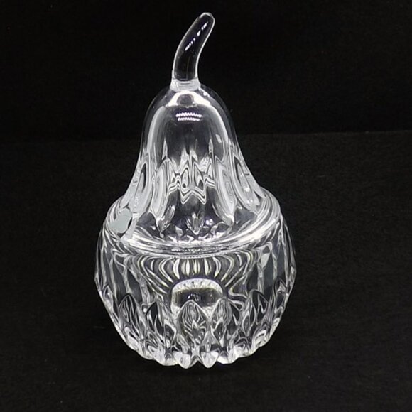 Lead Crystal Pear Shaped 2pc Condiment Dish - Picture 1 of 5